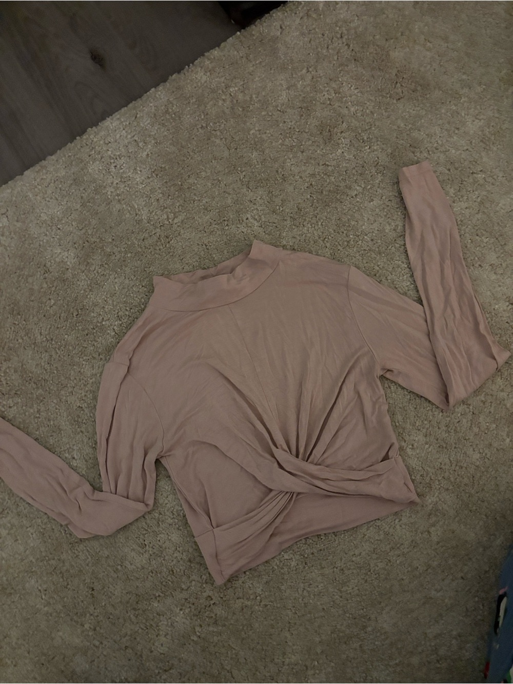 Topshop Blush Twist Front Long Sleeve Top